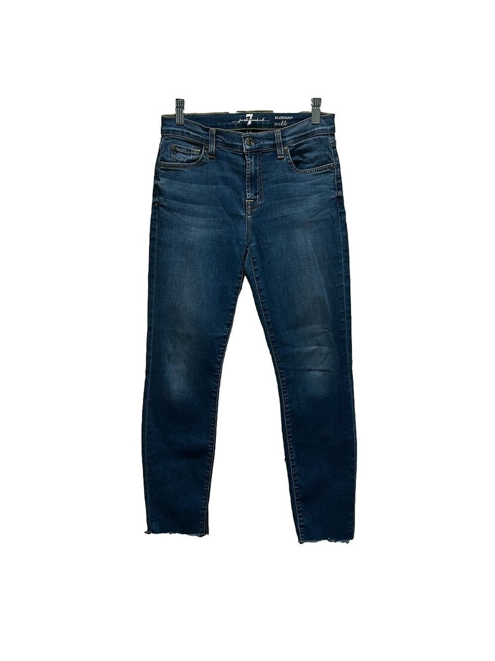7 for All Mankind Roxanne Ankle Mid-Rise Jeans Dark Blue Wash Size 26